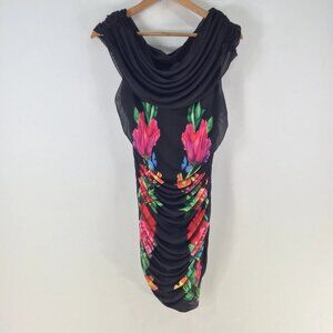 AFRM womens dress bodycon XL black floral stretch sleeveless